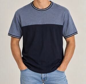 Denim & Flower Ricky Singh Men’s XL Navy Blue Colorblock Short Sleeve T-Shirt